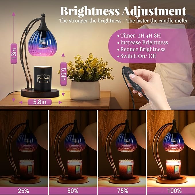 Candle Warmer Lamp with Timer Dimmer - Electric Candle Warmer Light Wax Warmer for Jar Candles - Candle Lamp Warmer Unique Gifts for Women Mom House Warming Gifts New Home Decor Blue Purple Gradient