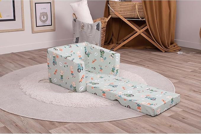 Delsit Kids Couch for Toddlers - 2 in 1 Convertible Foam Armchair to Lounger, Comfy Flip Out Lounge Chair, Sofa for Children, Made in Europe