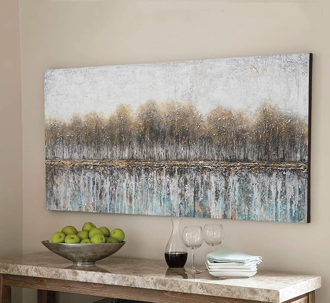 NdcSkyArt Tree Rustic Wall Art for Living Room, Forest Reflections Canvas Prints, Brown Textured Abstract Landscape Painting for Farmhouse Great Dining Room Bedroom Home Decor