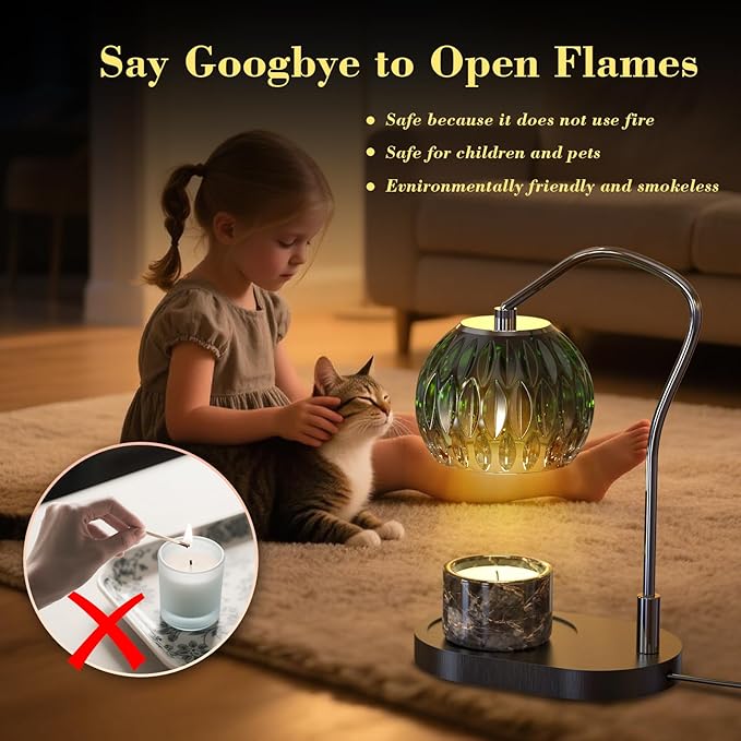 Candle Warmer Lamp with Timer & 4-Level Dimmer, Electric Wax Warmer for Jar Candles, Greener Home Decor with 2 Bulbs, Gift for Women, Men, Housewarming