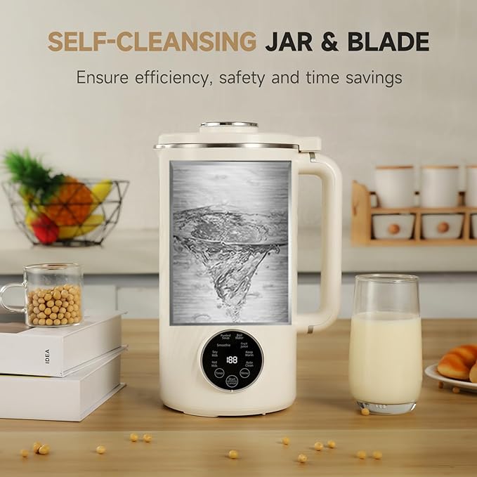 Nut Milk Maker Blender Can Delay Start-up/Keep Warm/Boil Water/Self Clean,34 oz 8 in 1 Automatic Mixer Blender Suitable for Soy, Almond, Oat, Coconut, Plant Based and Non Dairy Beverages