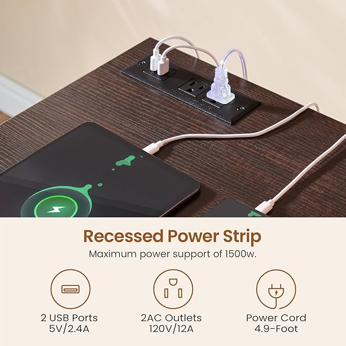 SEDETA 55.1" Rattan Office Desk with Drawers, Computer Desk with Drawers & Storage Cabinet, Farmhouse Home Office Desk with Storage, Wood Writing Desk with Power Outlets for Home Office, White