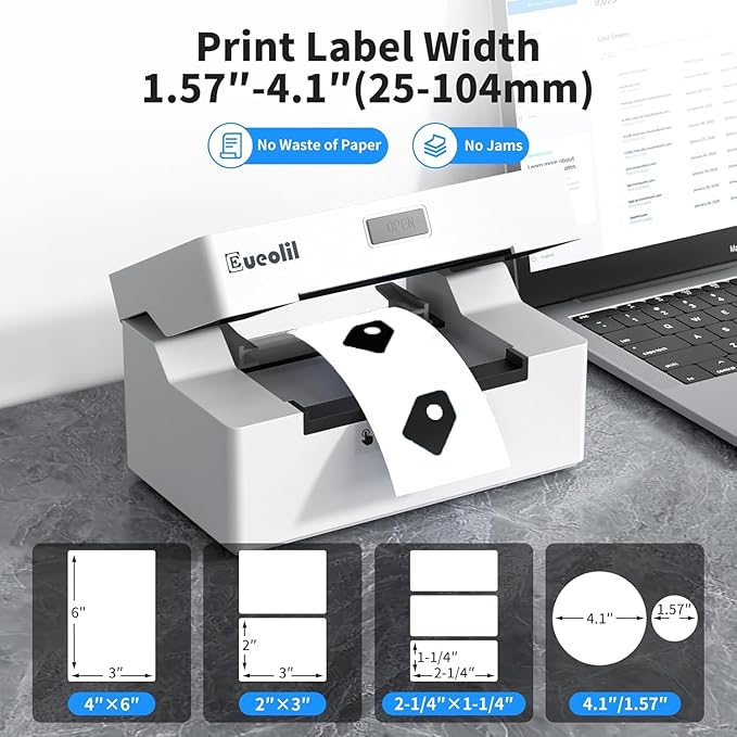 Thermal Label Printer, Compatible with Android、iPhone、Windows＆Mac,Maximum Support 4×6 Thermal Label Paper,Widely Used for Home＆Small Businesses and Shipping Label