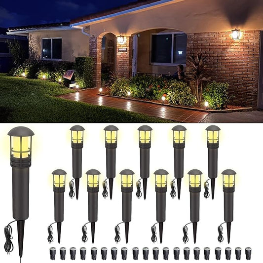 VOLISUN Outdoor LED Landscape Lighting,12-Pack 3W 12V Low Voltage Pathway Lights,Outdoor Waterproof Garden Lights,Aluminum Housing ETL Listed,CRI 90+,3000K Warm White for Driveway Sidewalk