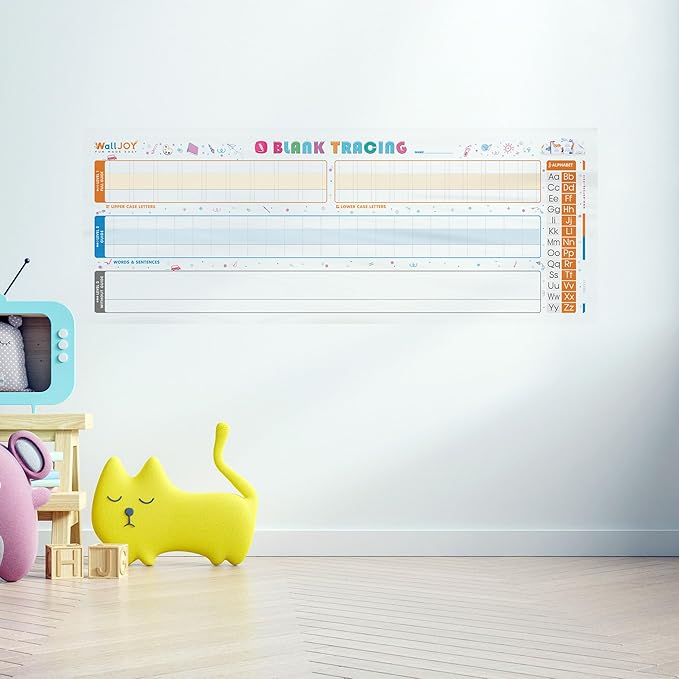 Large Handwriting Practice Dry Erase Board – 42x16” Blank Tracing, Reusable Lined Whiteboard for Kids, Adhesive-Free Clear Writing Board for KG-2nd Grade, Home & Classroom, with Marker