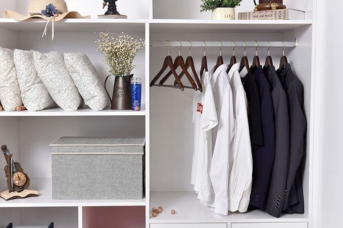 Quality Wooden Hangers - Slightly Curved Hanger 90 Pack Sets - Solid Wood Coat Hangers with Stylish Chrome Hooks - Heavy-Duty Clothes, Jacket, Shirt, Pants, Suit Hangers (Walnut - Gold Hook, 90)