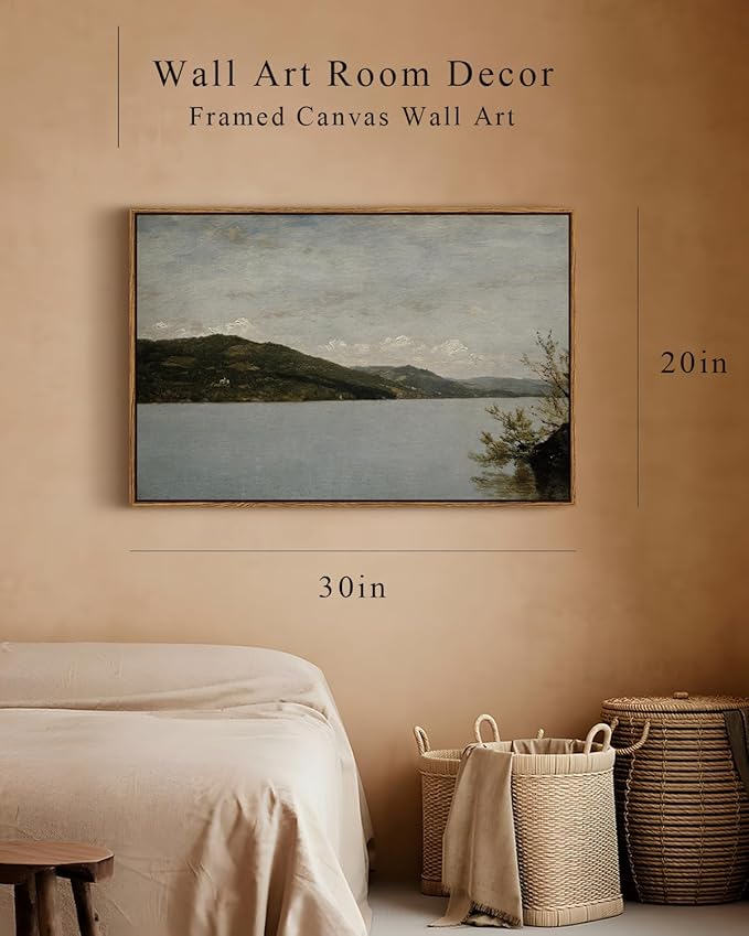 InSimSea Framed Canvas Wall Art Vintage Decor, Classical Landscape Paintings Artwork, Large Prints, Vintage Nature Decor, Retro Wall Decoration for Bedroom Living Room Bathroom, 20"x30"