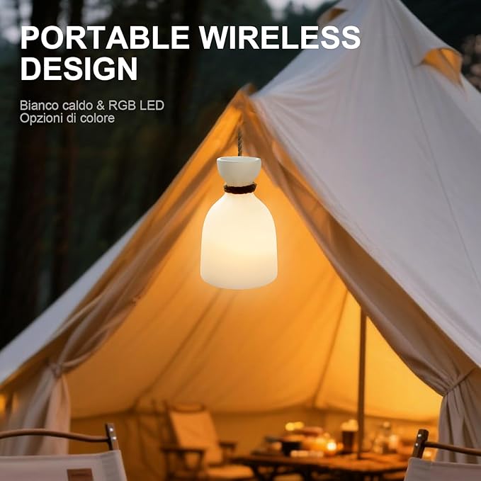 uuffoo Portable Led Lamp Waterproof, Led Camping Lantern Light with Handle, Rechargeable Night Lights with Multi-Color & Warm White Modes, Indoor/Outdoor Lamps for Patio, Tent, Bedroom, Garden