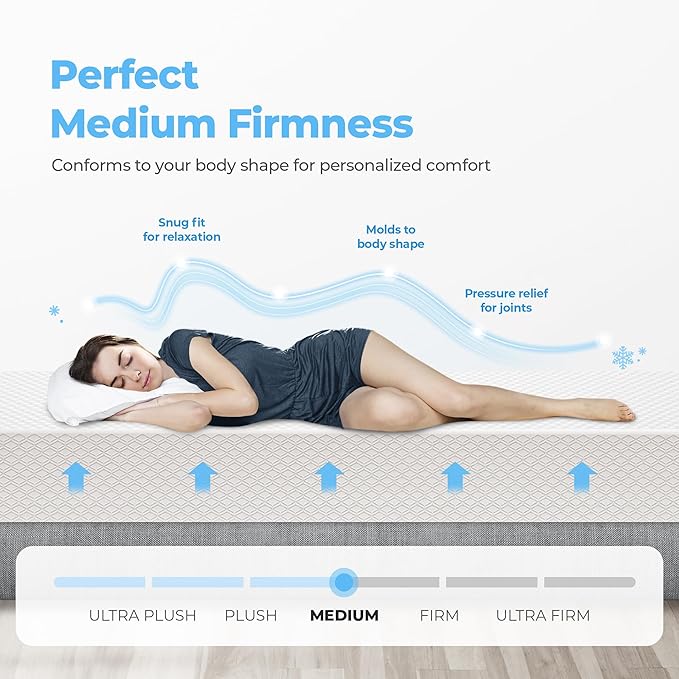 Neo Sleep 12 Inch Twin Medium Firm Cooling Gel Memory Foam Mattress for Cool Sleep Pressure Relieving CertiPUR-US Certified Foam, Mattress in a Box Fiberglass Free (Twin, 12 in)