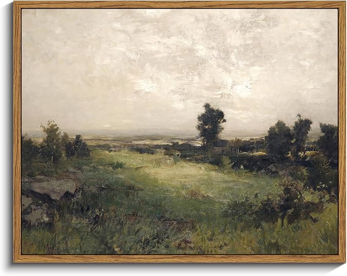 InSimSea Framed Canvas Wall Art Vintage Decor, Farmhouse Wall Art for Living Room Wild Field Landscape Wall Decor for Bedroom, Wall Decoration Traditional Scenic Pictures for Bathroom, 11"x14"