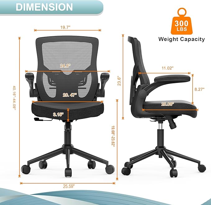 Office Chair, High Back Desk Chair Adjustable Height and Ergonomic Design Home Office Computer Chair Executive Lumbar Support Padded Flip-up Armrest Swivel Task Chair