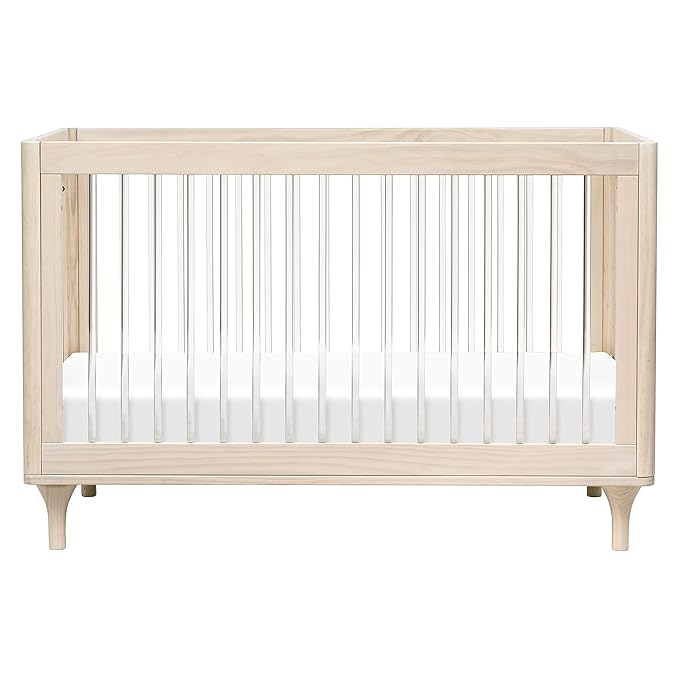 Babyletto Lolly 3-in-1 Convertible Baby Crib - GREENGUARD Gold Certified Convertible Crib to Toddler Bed & Daybed - Wooden Baby Bed, 4 Adjustable Heights - Easy to Assemble - Washed Natural/Acrylic