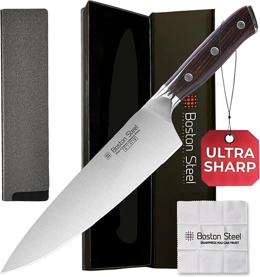Chef Knife 8 Inch – Ultra Sharp High Carbon Stainless Steel Kitchen Knife, Professional 8” Chef’s Knife with Ergonomic Handle, for Home & Restaurant with Gift Box, Culinary Cooking Knife