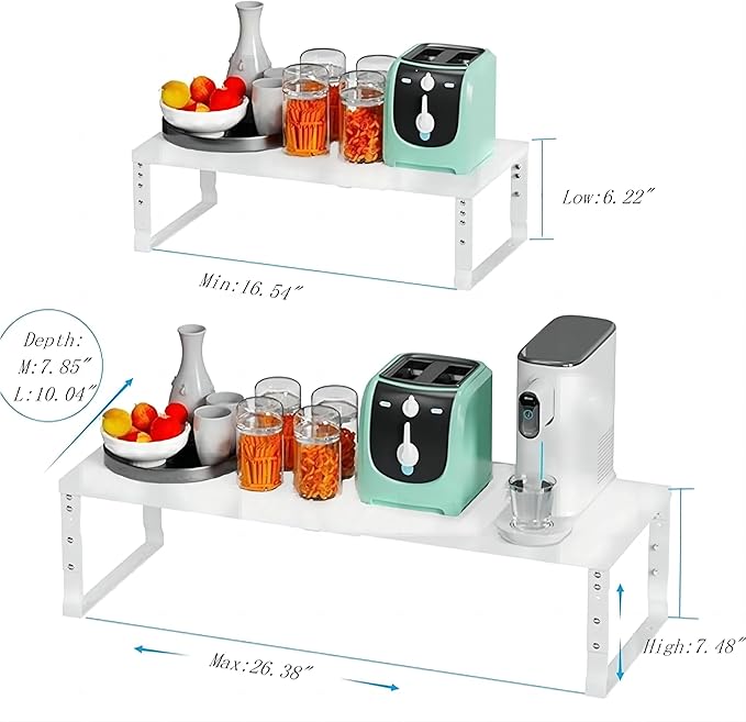 Expandable Spice Rack Organizion for Kitchen Cabinet, Seasoning,Bathroom Organizer Display Shelf, Stackable Multi-Purpose Shelves.Easy-to-Install（3Packs/White,Large