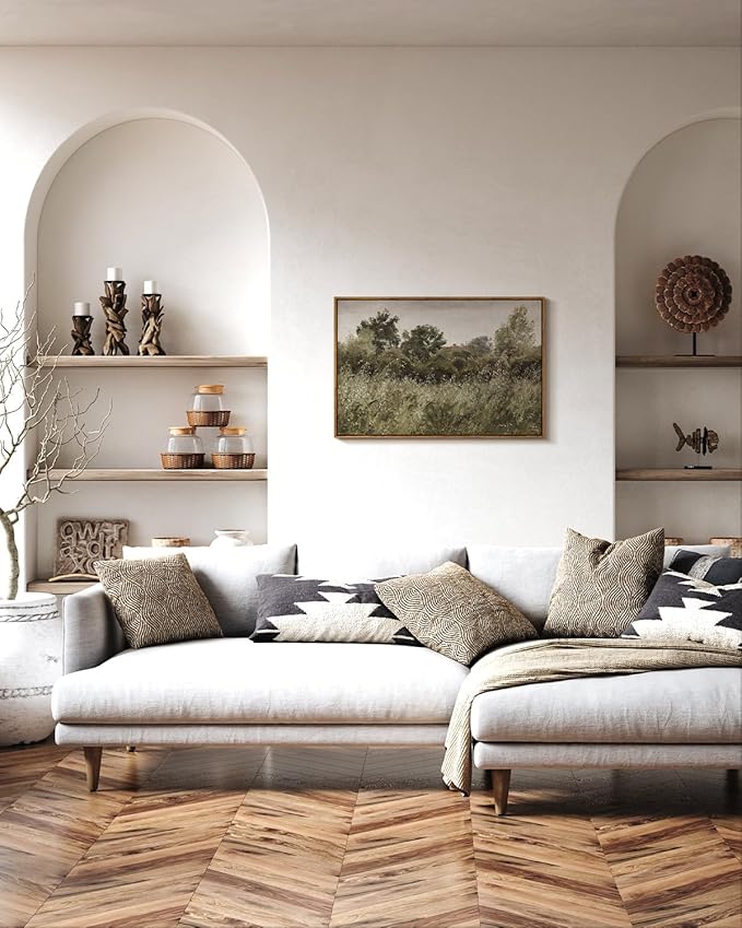 InSimSea Framed Canvas Wall Art, Countryside Field Modern Farmhouse Decor, Wall Art for Living Room, Bedroom, French Country Decor, 20"x30"