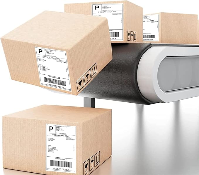 RyhamPaper 4" x 6" Fanfold Direct Thermal Labels - White Shipping Mailing Postage Labels, Perforated, Permanent Adhesive (8 Stacks - 8000 Labels)