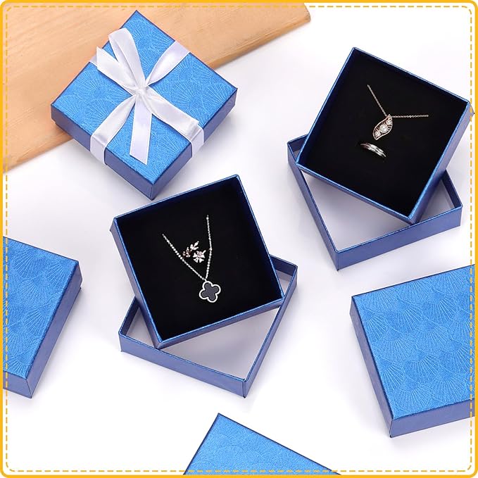 Glarks 17pcs 2.95 x 2.95in Jewelry Gifts Boxes Kit, Royal Blue Fan Shaped Jewelry Boxes for Ring Earring Jewelry, Christmas, Birthday, Anniversaries, Valentine’s Day, Mother’s Day and Other Festivals