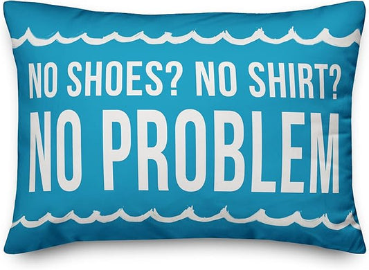 Welcome to The Pool Indoor/Outdoor Pillow | Decorative Pillows for Living Room Couch Bed Sofa Patio, Fluffy Soft Cushion | Water Resistant Blue, 14x20