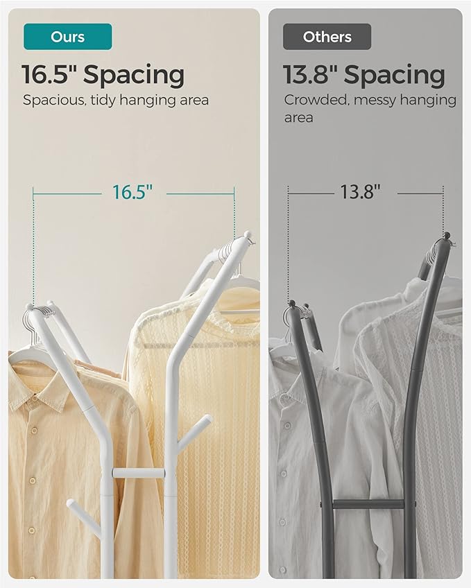 SONGMICS Clothes Rack, Double-Rod Clothing Rack for Hanging Clothes with Wheels, Garment Rack, Metal Frame, 220 lb Max. Total Load, 40.7 Inches Wide, Clothes Storage and Display, White UHSR107W01