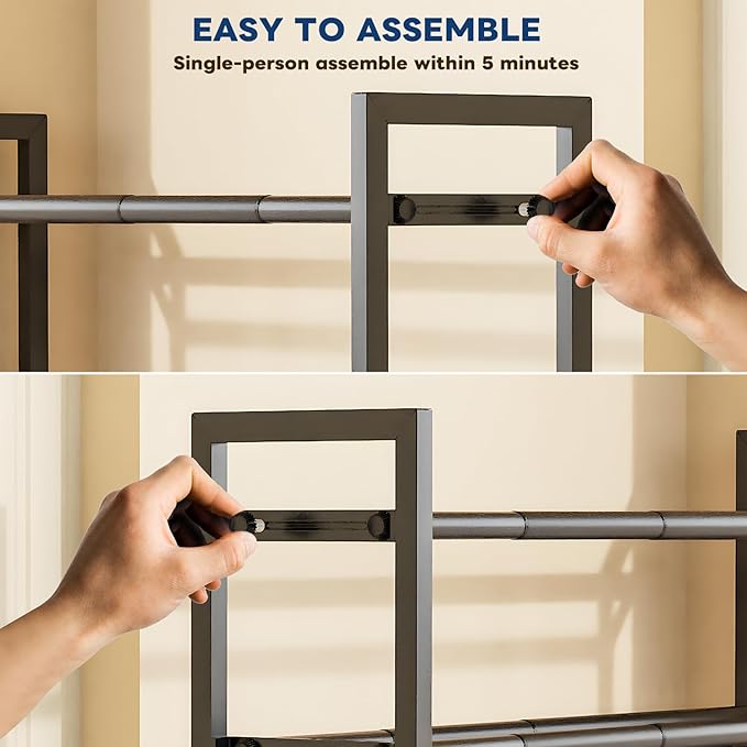 Mavivegue Expandable Shoe Rack, 2-Tier 19"-43.3" Adjustable Shoe Rack for Closet,Hall Entryway,Front Door,Garage, Sturdy Steel Space-Saving Rack, Black