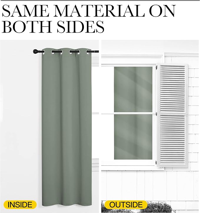 NICETOWN Greyish Green Blackout Curtains 86" Long for Office, Dining Room, Guest Room, Sound Reducing Heat and Cold Block Curtain Panels for Modern Room Decorative (55" Wide, 2 Pieces)