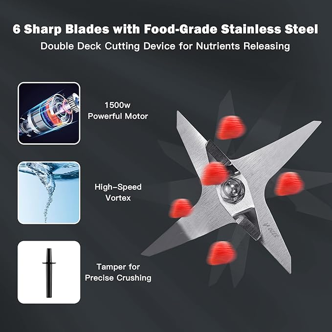 COSTWAY Professional Countertop Blender, 6 Pre-Setting Programs & 10 Speed Control, Smoothies Crushing Maker with 64oz Tritan BPA-Free Pitcher & Built-in Timer, Tamper, 1500W