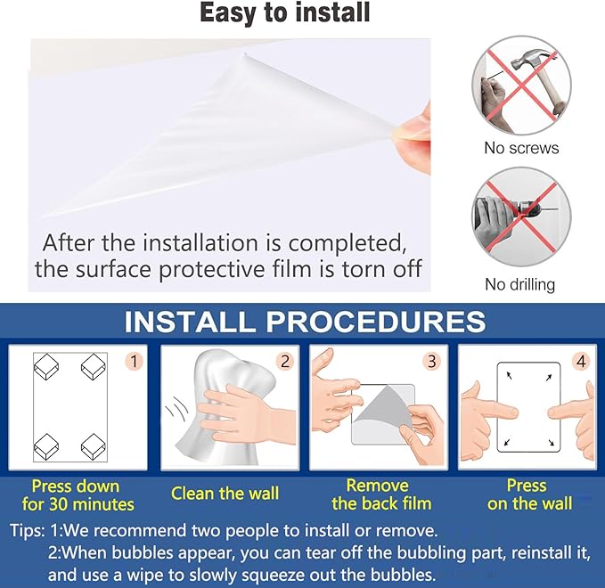 2 Pcs Magnetic Dry Erase White Board Contact Paper for Wall 40"x 18" Adhesive Whiteboard Sticker Roll with 53 Magnet Letters for Kids Peel and Stick Whiteboard Wallpaper Magnetic Pain