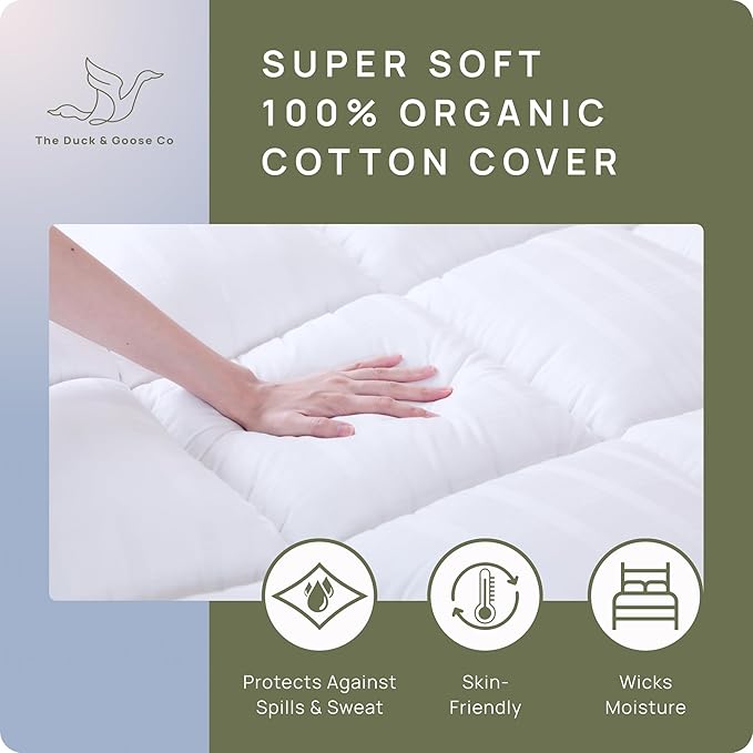 Extra Thick Pillow Top Mattress Topper Queen Size, 3 Inch Cooling Fluffy Cotton Hotel Mattress Bed Topper for Cloud Like Sleep & Back Pain Relief, Plush Soft Pad, Fits 6'-22' Mattresses