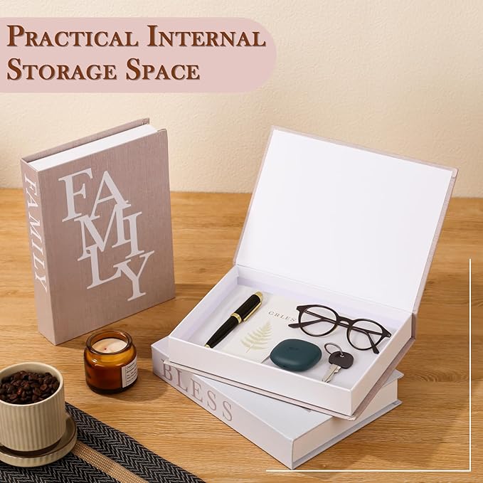 Beautiful Decorative Coffee Table Books for Home Decor,Set of 3 Modern Faux Decorative Boxes for Office/Bookshelf/Mantle Decor,Aesthetic Fake Books for Decoration,Photo Storage and Keepsake Box