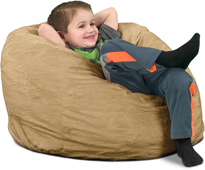 Ultimate Sack Kids Bean Bag Chair, Oversize Bean Bag Chair for Adults, Comfy Chair Bean Bag Couch Lounge Sofa Loveseat Furniture | Camel Suede