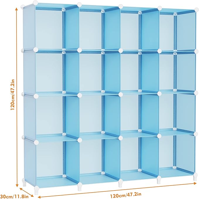 HOMIDEC Cube Storage Organizer 16-Cube Closet Organizer, Portable Closet Organizer Cubes Shelves for Clothes, Bedroom, Wardrobe, Kids Room, Bookshelf for Kids
