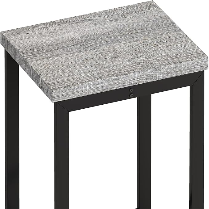 Harper & Bright Designs 4-Piece Dining Table Set, 60.2" L Wood Dining Table with 3 Stools and Metal Frame for Kitchen Dining Room, Convenient Hanging Stool Design, Grey+Black