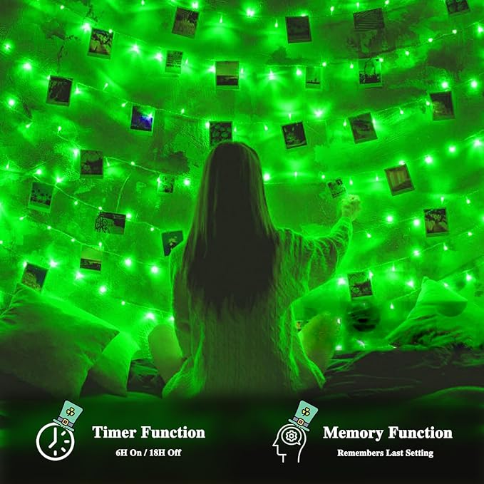 KAQ Connectable 240LED Green String Lights Outdoor/Indoor, Extendable Plug in Twinkle Fairy Lights Waterproof with 8 Modes&Timer Function for Garden Bedroom Patio Tree Christmas Decorations