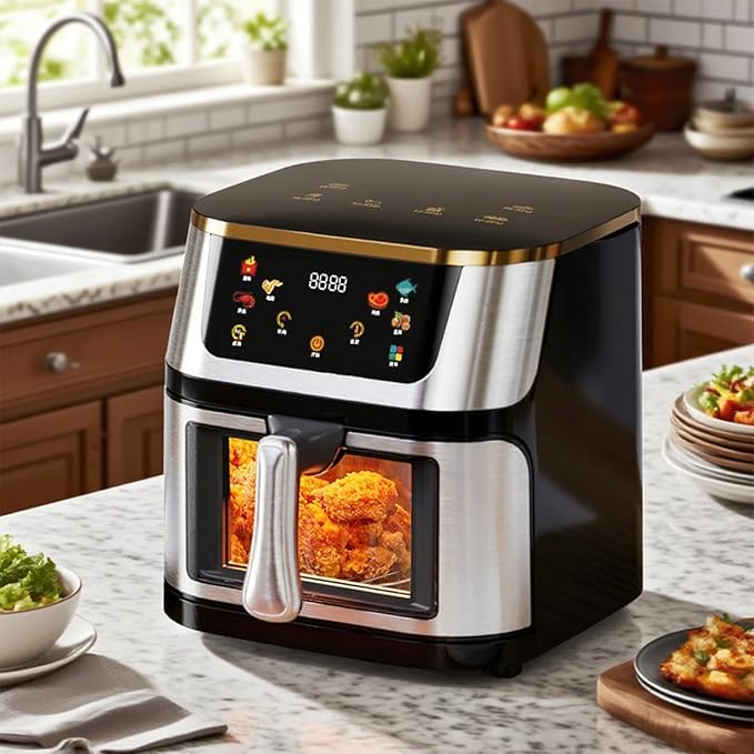 10L Air Fryer, Beelicious 8-In-One 10QT Air Fryers, with Viewing Window, Shake Reminder, 450°F Digital Airfryer with Flavor-Lock Tech, Dishwasher-Safe & Nonstick, Fit for 1-5 People