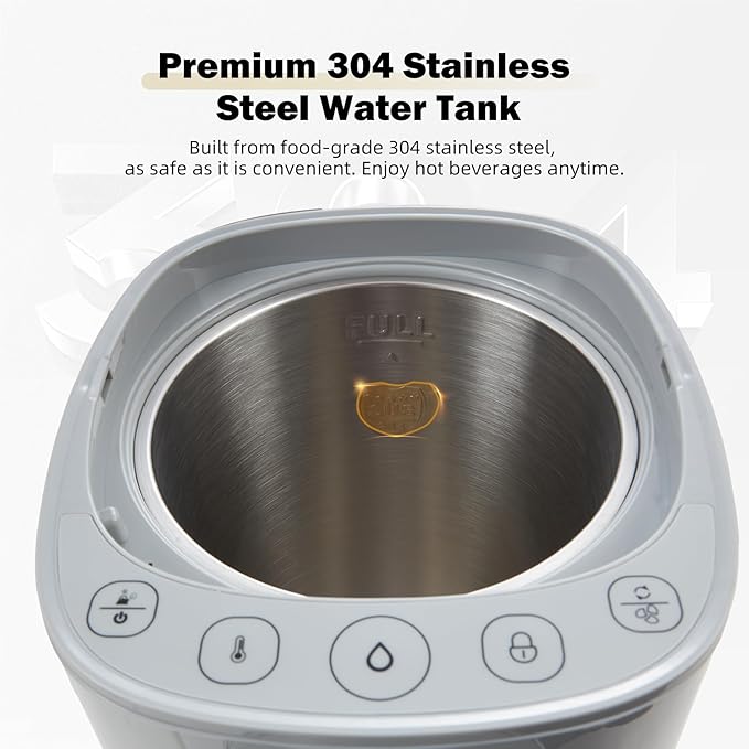 OCTAVO Water Boiler & Warmer 5 Liter, 304 Stainless Steel Water Tank, 700 Watt 6 Adjustable Water Temperature, LCD Touch Control Screen, Child Lock with Water Shortage Indicator