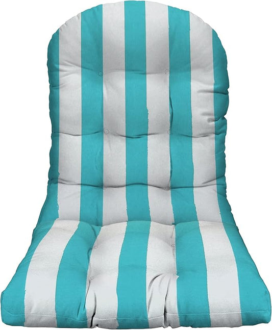 RSH DECOR: Tufted Adirondack Chair Cushion | 42.5” x 21” | All-Weather Spun Fabric | Water and Fade-Resistant | Outdoor Cushion for Patio Furniture | Cancun & White Stripe