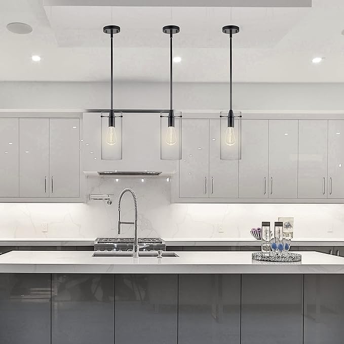 Black Pendant Lights Kitchen Island - Large Clear Glass Pendant Light Fixture