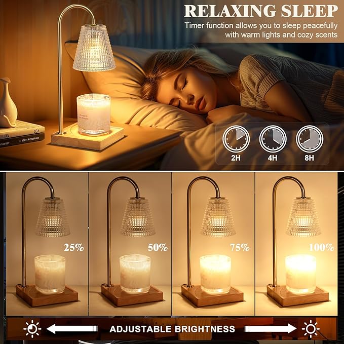 Hong-in Candle Warmer Lamp with Timer Dimmer,Birthday Gifts for Women Mom Sister,House Warming Gifts New Home Room Decor,Vintage Wax Warmer for Scented Wax Jar Candles