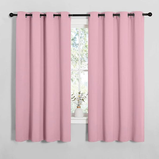 NICETOWN Bedroom Curtain Panels Blackout Draperies, Thermal Insulated Solid Grommet Blackout Curtains/Drapes (Crystal Pink, 1 Pair, 55 by 68-inch)