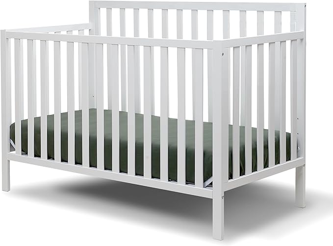 Sorelle Essex Euro 4-in-1 Convertible Crib & Changer – Nursery Furniture Set, Wooden Baby Crib with Non-Toxic Finish, Integrated Changer, Toddler Bed, Daybed, and Full-Size Bed Conversion Kit – White