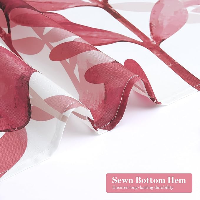 MitoVilla Pink Eucalyptus Shower Curtain, Plant Leaves Vintage Fabric Shower Curtains for Rustic Bathroom Decor, Chic Modern Botanical Shower Curtain, 72x72