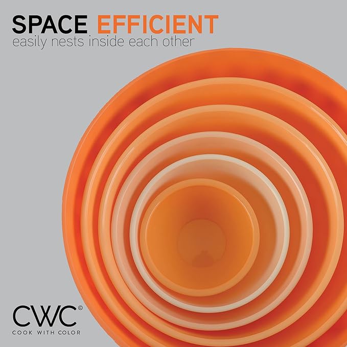 COOK WITH COLOR Mixing Bowls with Lids - 12 Piece Plastic Nesting Bowls Set includes 6 Prep Bowls and 6 Lids, Diamond Design - Microwave Safe (Mint)