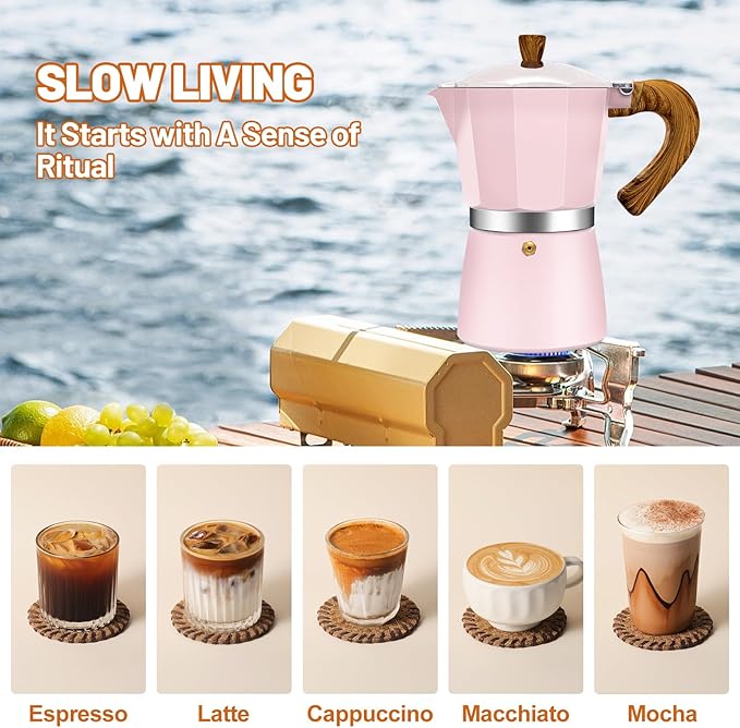 3 Cup Aluminum Espresso Stovetop Moka Pot Express Coffee Maker Percolator Italian Classic Mocha Coffee Machine for Italian and Cuban Cafe Brewing for Home & Camping 150ml 5oz