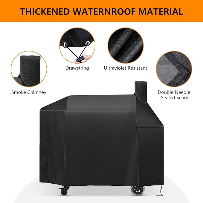 Grill Cover for Pit Boss Pro Series 1600,Competition Series 1600,Elite Series 1600,PB1600CS,PB1600PS2,PB1600PSE,Titan 1600CS Pellet Smoker Grill,Heavy Duty 600D Waterproof Pitboss Smoker Cover,Black