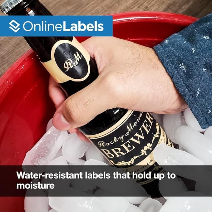 3.58 x 3.62 Waterproof Beer Bottle Labels (Inkjet Printers Only) - Pack of 400 Labels, 100 Sheets - OnlineLabels