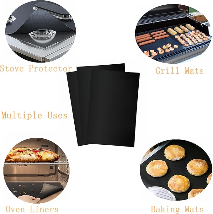 3 Pack Oven Liners for Bottom of Oven,Resuable Large Thick Heavy Duty Oven Mat Set,Non Stick Oven Mats for Bottom of Electric Oven Gas Oven Toaster Oven Microwave Grill,Free Heat Resistant Baking Mat