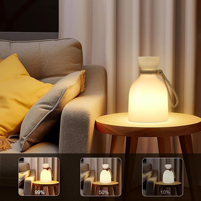 uuffoo 2 Pack Portable Led Lamp Waterproof, Led Camping Lantern Light with Handle, Rechargeable Night Lights with Multi-Color & Warm White Modes, Indoor/Outdoor Lamps for Patio, Tent, Bedroom, Garden