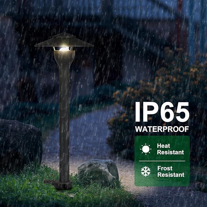 Low Voltage Pathway Lights LED Landscape Lights, 4.5W 12V AC/DC, 3000K Warm White, Cast-Aluminum, IP65 Waterproof, ETL Listed, for Yard, Walkway, Garden, 6 Pack