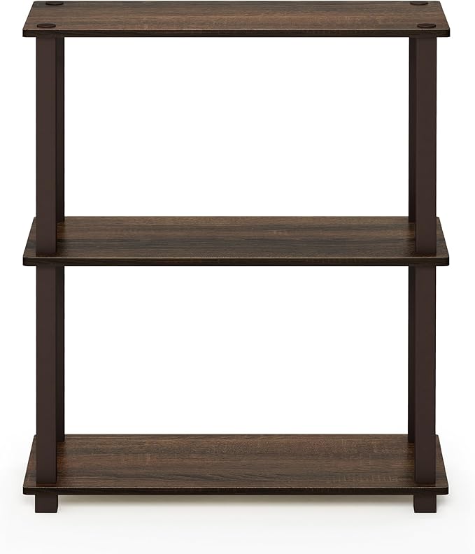Furinno Turn-S-Tube 3-Tier Compact Multipurpose Shelf with Square Tube, Walnut/Brown (18025WN/BR)