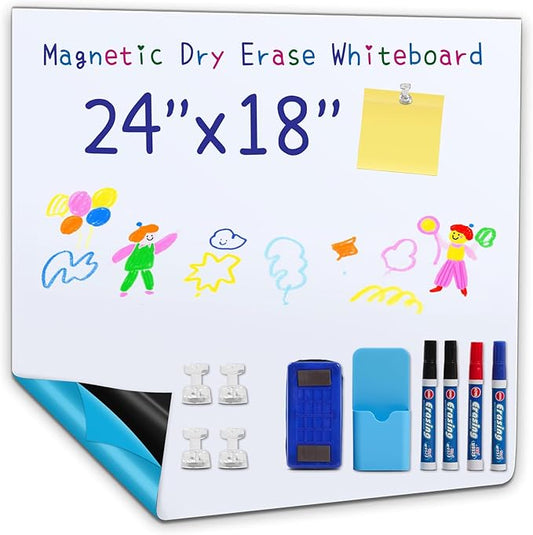 Magnetic Dry Erase whiteboard Paper with self Adhesive Backing Adhesive, 24“ x 18”, Easy to Write and Clean, for Kids Home playroom Office, Peel and Stick Wallpaper.